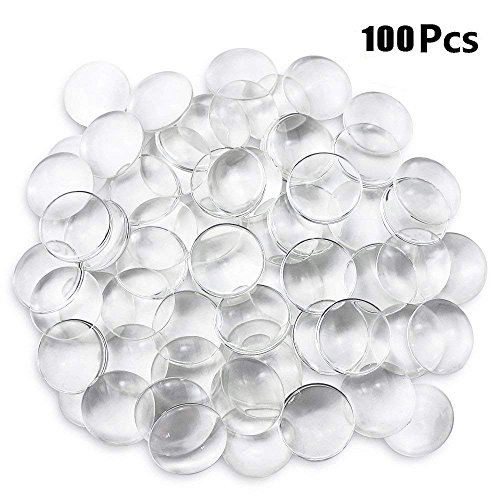 DLOnline 100 Pieces 30mm Transparent Glass Cabochons, Clear Glass Dome Cabochon, Non-calibrated Round