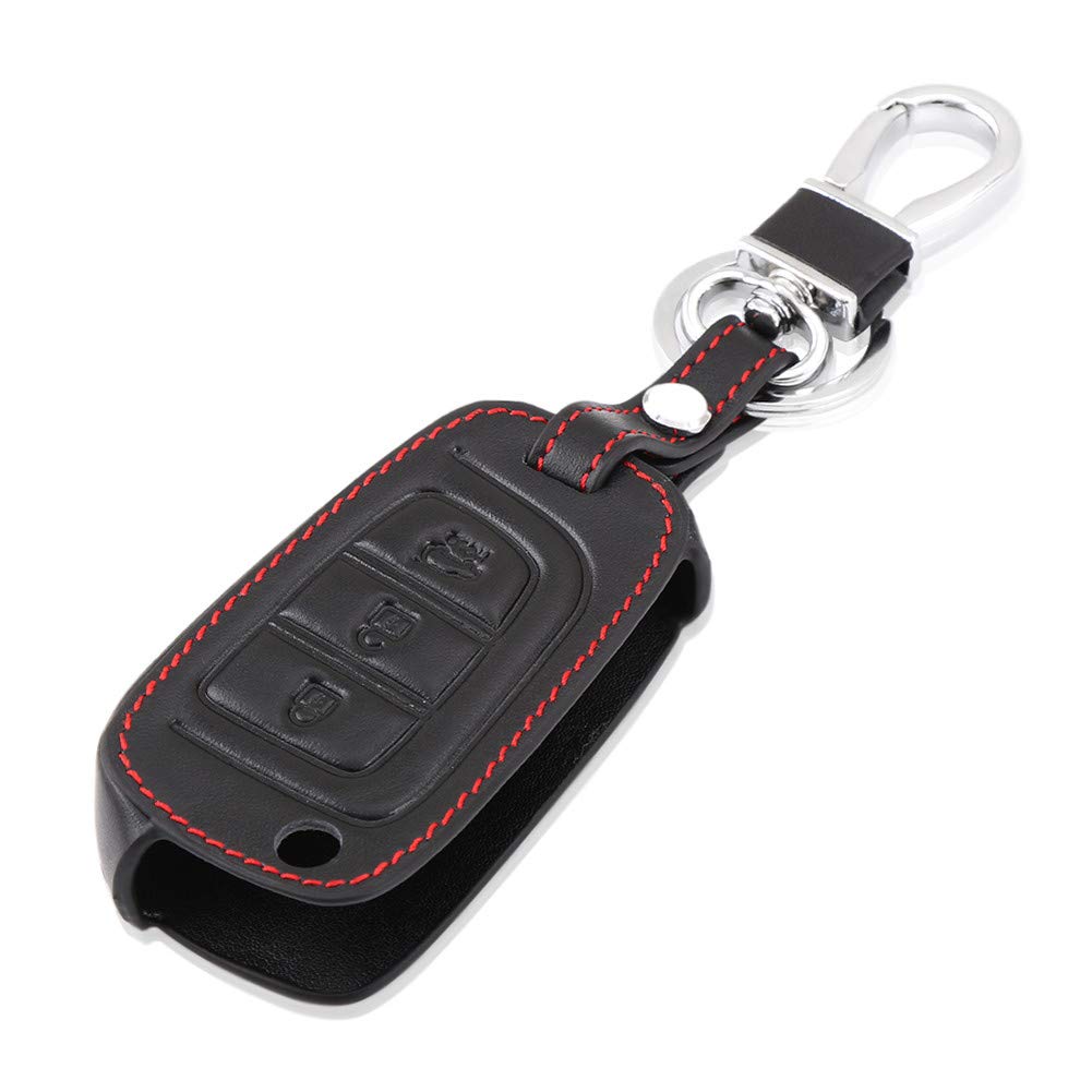 Happyit Black Leather Car Key Cover Case Fit For Hyundai Creta Tucson Verna Solaris Elantra Accent Grand Santa Fe Ix25 Ix45 I20 I30 I40 Ix35 (A)