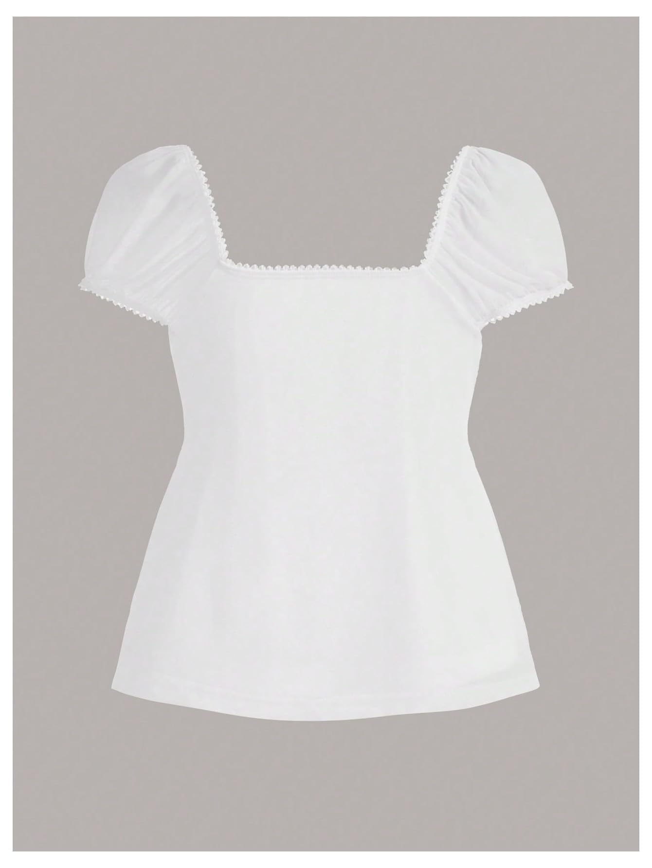 SOLY HUX Women's Square Neck Short Sleeve Peplum Tops Tie Front Summer Tee Shirt Streetwear