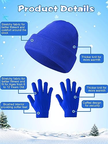 Funtery 48Pcs Kids Winter Beanie and Gloves Set Bulk Pack Knit Hat Unisex Magic Gloves Pack Winter Gift for Boy Girl Donation3