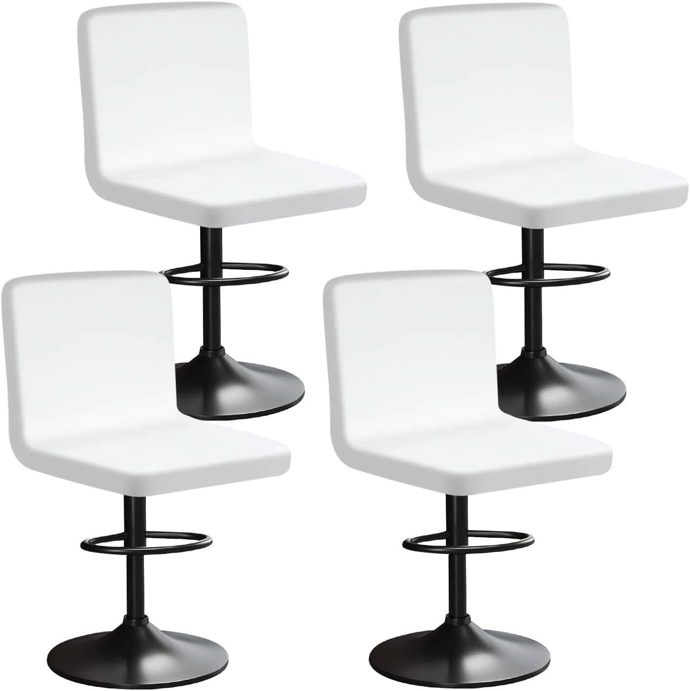 Bar Stools Slipcovers with Backrest Stretch Chair Covers Bar Chair Cover Velvet, Soft Texture, Stretchable and Wrinkle Resistant, Washable and Dustproof (4, White)