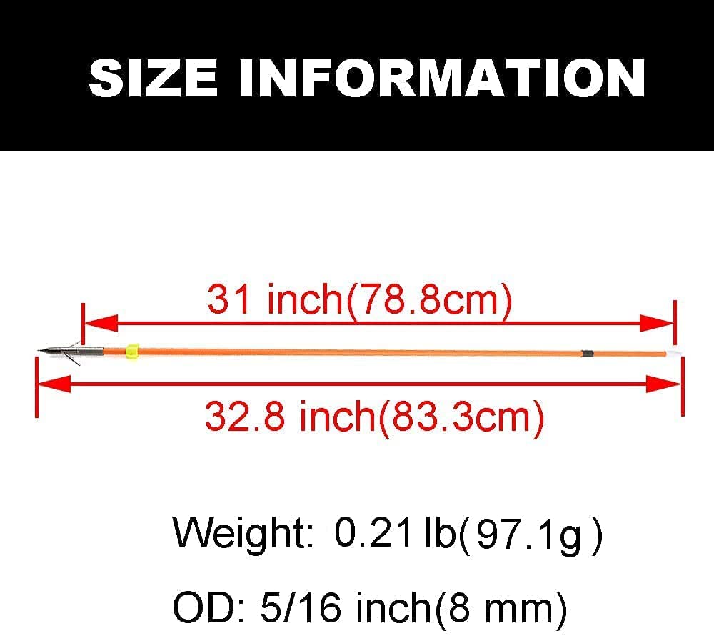 12-Piece Bowfishing Arrow Set With Reel - Fiberglass Arrows With Broadheads For Compound/Recurve Bows