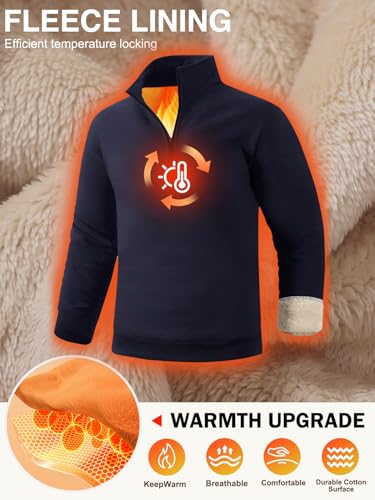 Gihuo Men's Quarter Zip Sweatshirts Winter Warm Sherpa Fleece Lined Pullover Sweatshirts2