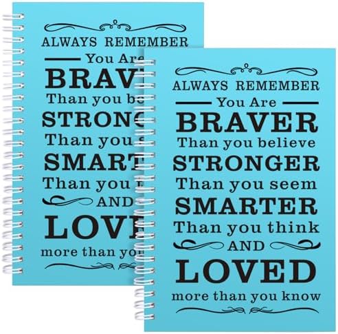 2 Pcs A5 Spiral Notebook,Inspirational Journal,Motivational Journal for Women Men,100 Pages Lined Spiral Journal Notebook College Ruled Daily Diary for School,Travel,Business,Work (Always-Light Blue)