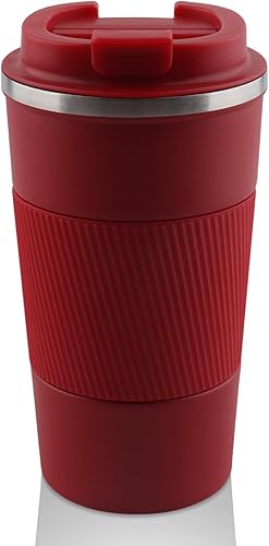 Taza de café de viaje, taza de café de acero inoxidable de doble pared de 17 onzas, vaso con tapa a prueba de derrames para exteriores, oficina,