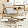 HOMCOM Mecedora Tapizada en Borreguito Silla Mecedora con Patas de Madera de Caucho y Reposabrazos Sillón Relax Carga 150 kg para Dormitorio Salón Gris #4