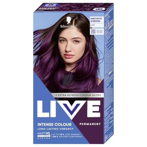 Schwarzkopf LIVE Urban Metallics U69 Coloration permanente Violet à l'huile de coco pour cheveux brillants Améthyste chromée