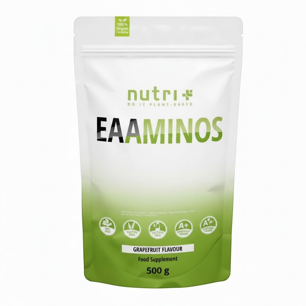 Nutri + EAA Pulver 500 g vegan - hochdosiert - alle 9 essenziellen Aminosäuren - Mango Maracuja Geschmack - EAAs Essential Aminos Powder