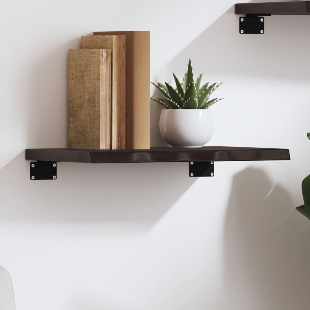 YUANCHUTOP Floating Shelves with Live Edge - 40x30cm Wall-Mounted Shelf in 2cm Thick for Kitchen, Bathroom, Living Room - Solid Oak Wood Shelving for Home Decor
