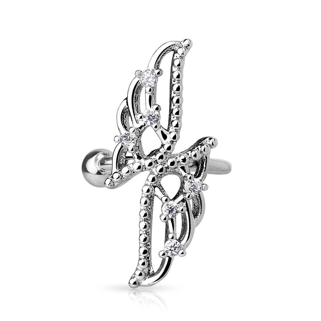 Angel Wing Cristallo Ear Cuff Orecchini A Gabbia – Non Piercing, Climber Scendi Orecchio, Stile Gotico Punk, Oro, Per Donne E Ragazze - 2
