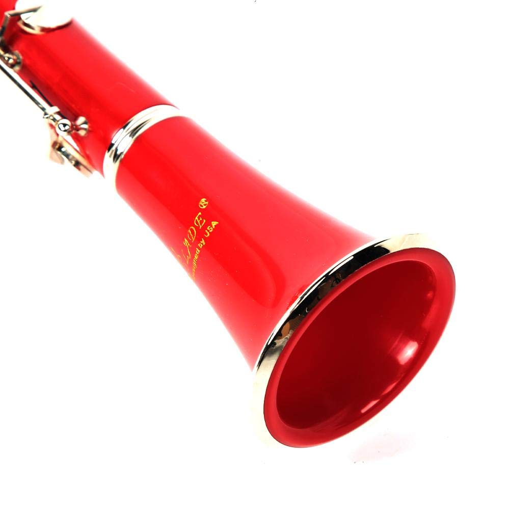 Clarinete de Tubo de baquelita BB 17 Teclas Clarinete con Juego de Botones de niquelado(Rojo; # 1) Instrumento de Viento
