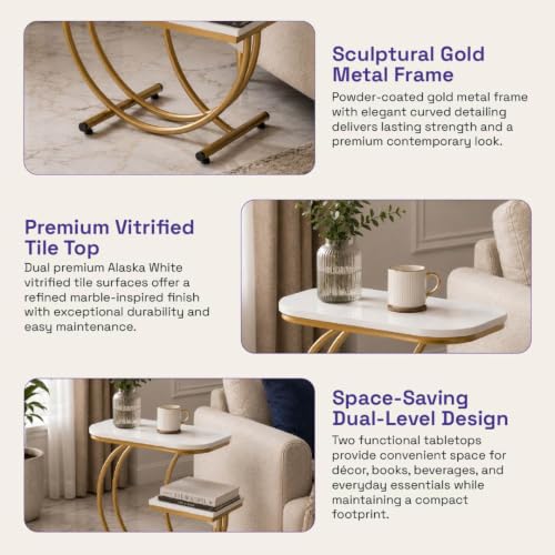 Image of Wakefit Curran Metal Side Table-Alaska White