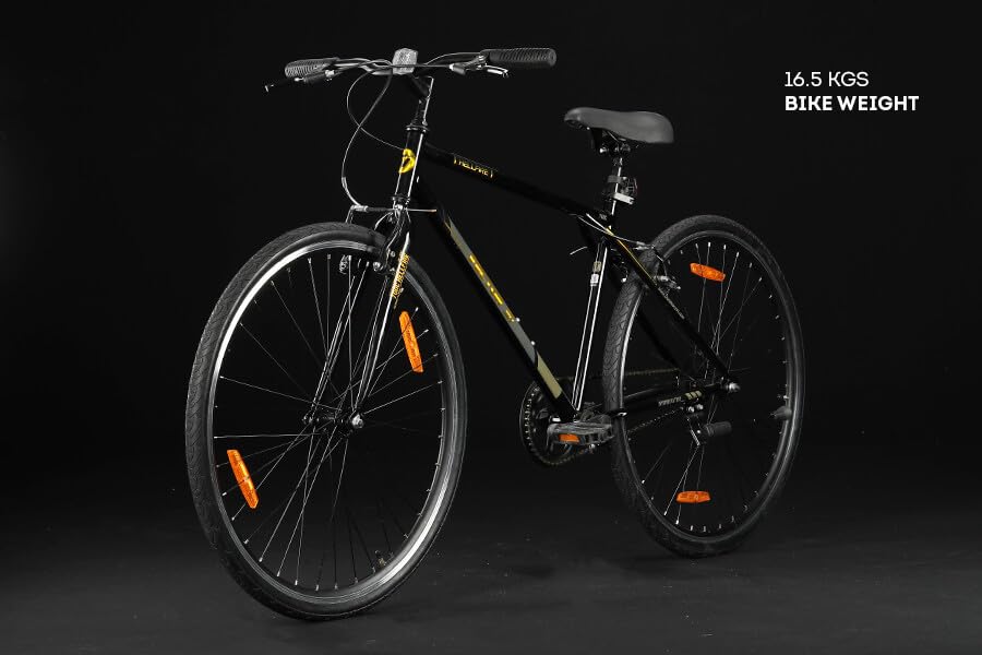 Image of Unisex Ninety One Hellfire 700C Hybrid Rigid Single Speed Cycle in 29 inch Wheel Size with Extra Slim Tyres, Black,19 Inches