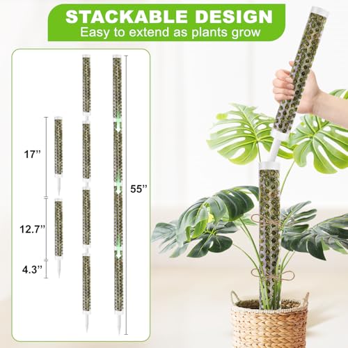 Fabulas 55 Inch Moss Pole Set Of 4-17 Inch Plastic Moss Pole For Plants Monstera thumb #3