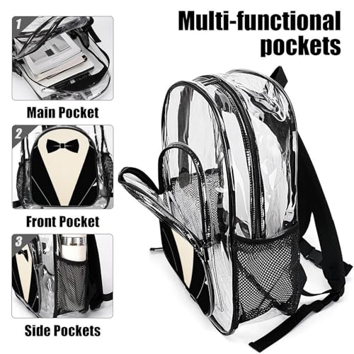 Travel Laptop Backpacks Bow Tie Tuxedo (2) Large Bookbags See Through Bag Transparent Backpack Waterproof Clear Bag4