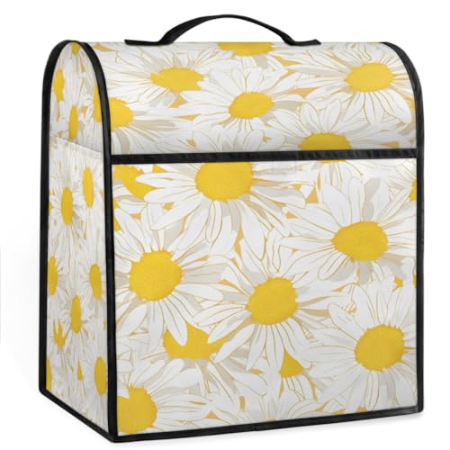 Coffee Maker Cover White Daisy Kitchen Appliance Covers Small Appliance Covers Blender Cover Juicer Cover Dust Covers for Kitchen Appliances with Top Handle and Pockets,Washable,B899