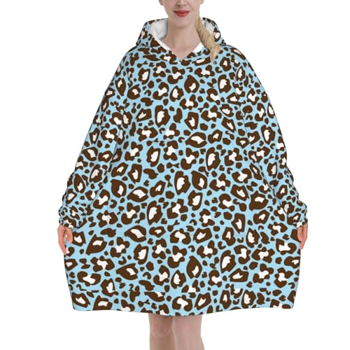 Sweat à capuche couverture léopard en flanelle pour bloquer le froid hivernal
