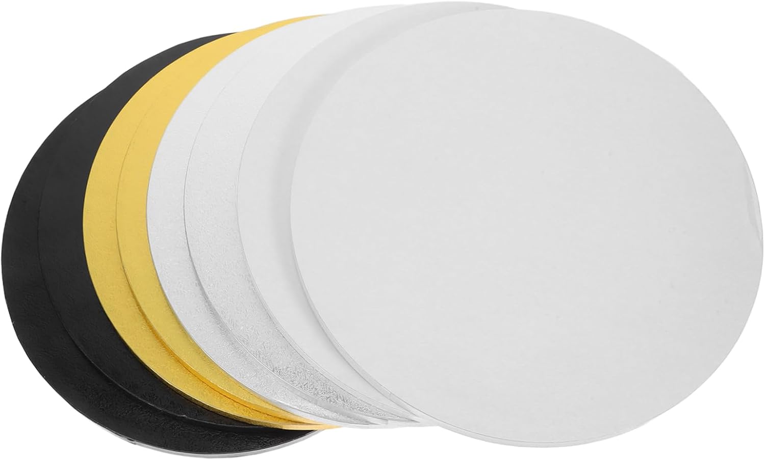 Cabilock 8pcs Round Cake Boards Cardboard Cake Trays Oilproof Design White Gold Silver for Wedding Shower Birthday