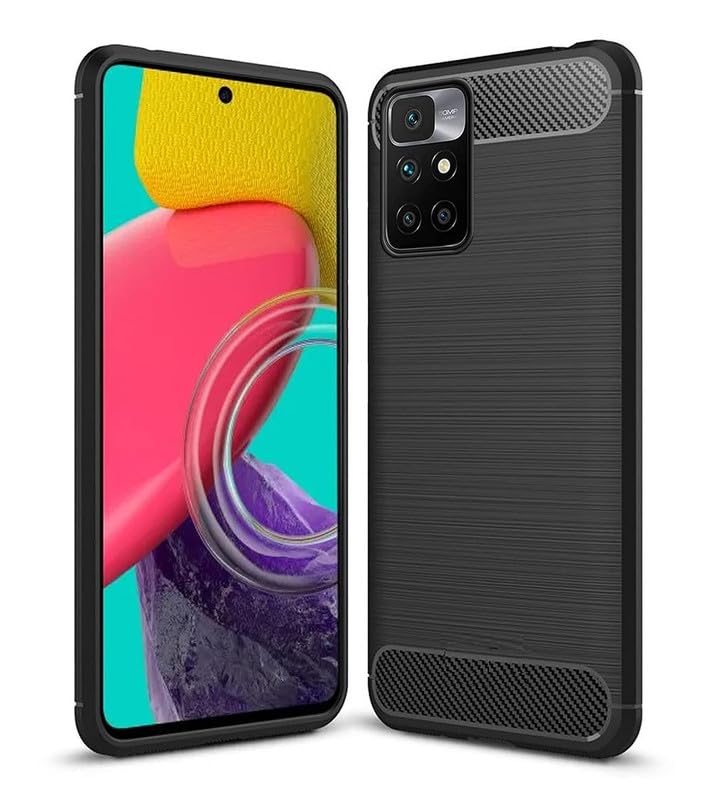 Image of Hybrid Carbon Fiber Back Case for Mi Redmi 10 Prime (Black)