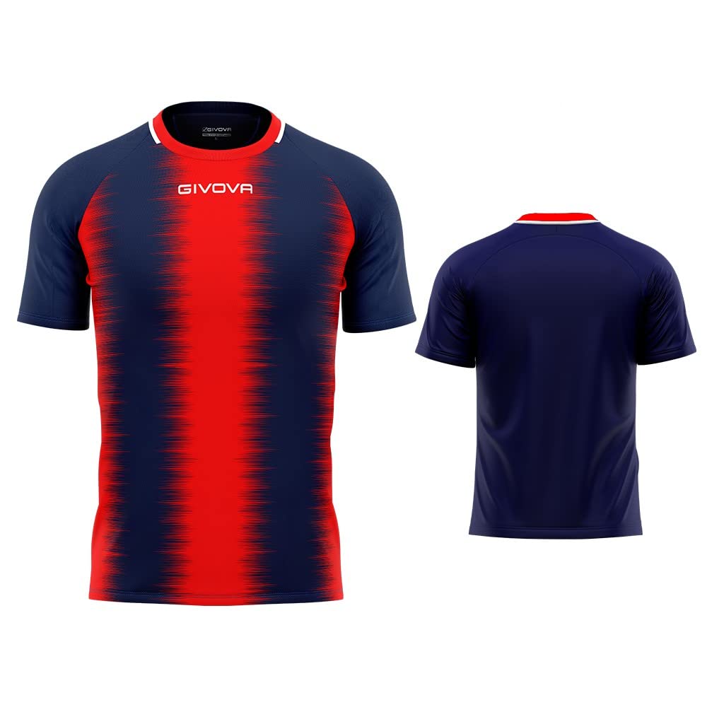 Givova SHIRT STRIPE M/C INTERLOCK BLU/ROSSO Tg. L