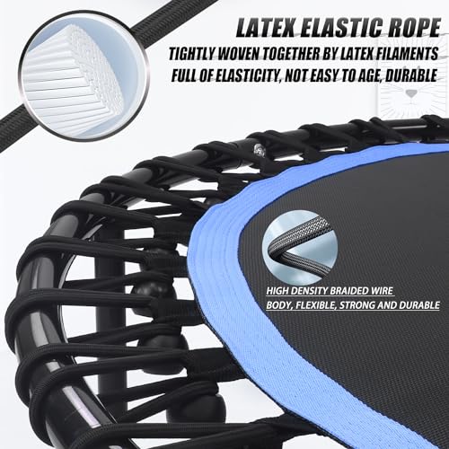Image of Newan 40 inch-48 inch Silent Mini Trampoline Fitness Trampoline Bungee Rebounder Jumping Cardio Trainer Workout for Adults-Max Limit 330lbs