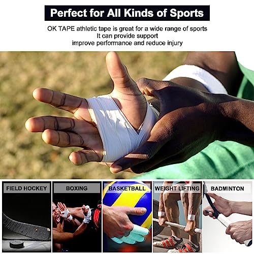 Image of OK TAPE Athletic Sports Tape（4 Packs - 45ft Per Roll Very Strong Tape for Athlete & Sport Trainers & First Aid Injury Wrap, Perfect for Fingers Ankles Wrist on Bat, Hockey Stick - Red