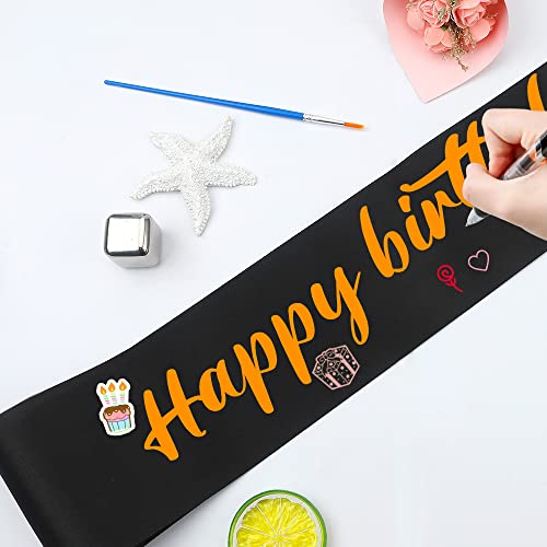 image for MDOZQ 6 Pcs Sash Blank Satin Sash Party Decorations Black Sash Blank S