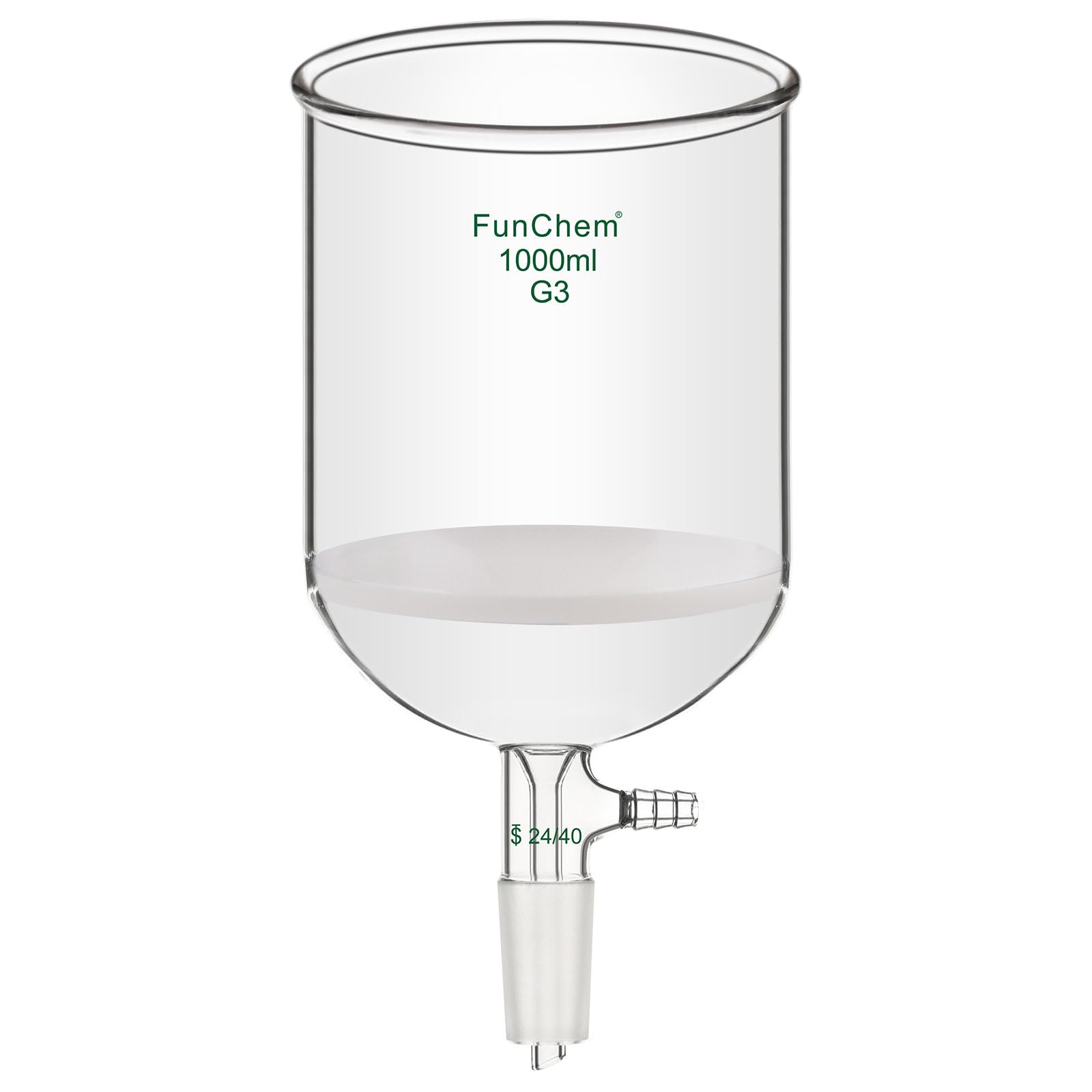 FunChem Buchner Filtering Funnel with Fine Frit (G3), Borosilicate Glass Buchner Funnel with 24/40 Standard Taper Inner Joint and Vacuum Serrated