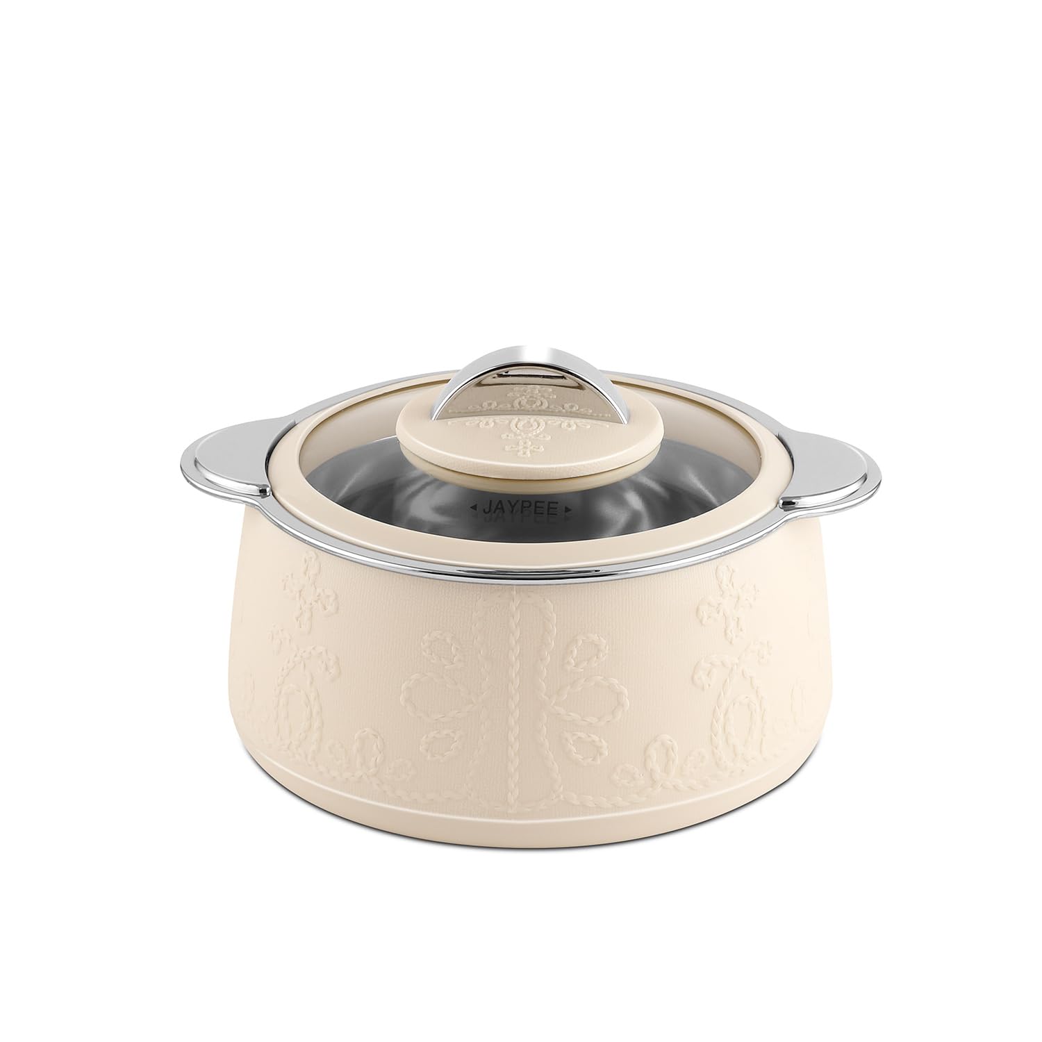 Jaypee Fabrene Serving Set Casserole Set of 3 PUF Insulated |Inner Stainless Steel |Anti Lock Lid Toughened Glass | Hot Box for Serve Chapatti, Dishes, 1000+1500+2000 ml, Ivory 4