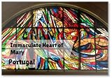 Design exclusif Vitrail – Cœur Immaculé de Marie à Fatima, Aimant de réfrigérateur