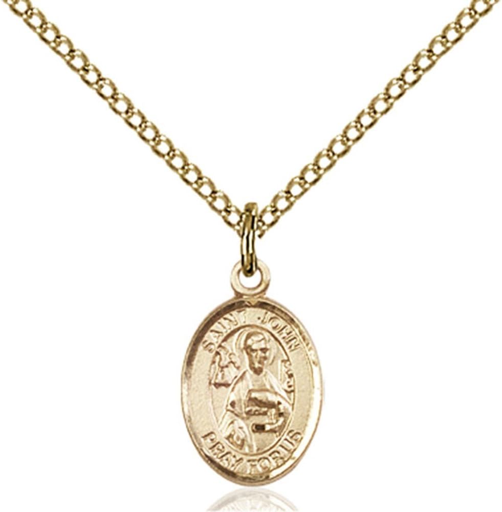 Bonyak Jewelry St. John The Apostle Hand-Crafted Oval Medal Pendant in 14kt Yellow Gold-Filled