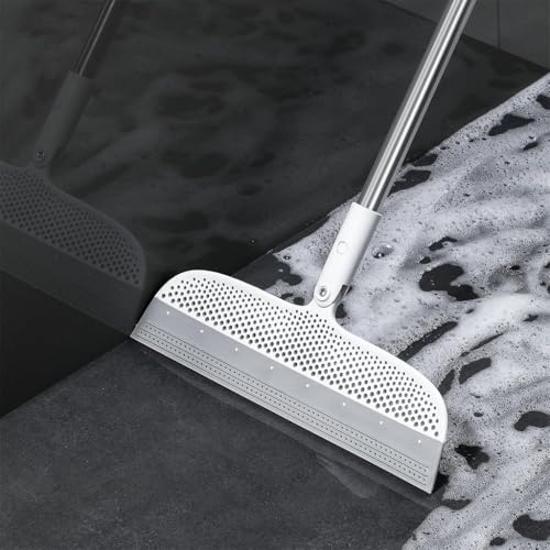 HASTHIP Squeegee Wiper Broom 41 Floor Water Wiping Broom Stainless Steel Rod Design 8 Wide Squeegee Floor Wiper Multi Purpose Household Squeegees Brooms Wet Dry Use