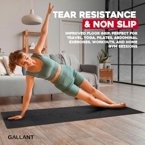 Gallant Yoga Mat - Premium TPE Pilates Mat, Eco Friendly, Non Slip, 183 x 61cm x 6mm Extra Thick Yoga Mats for Women and Men, Exercise Mat for Home Workout - Gym Mat with Lines & Carry Strap - Image 5