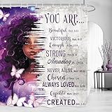 Yookeb Black Girl Women Badezimmer Duschvorhang 60W x 71H Zoll African American Quotes Inspirational Motivational Bible Positive Accessory Polyester 12 Plastic Hooks Waterproof Decor