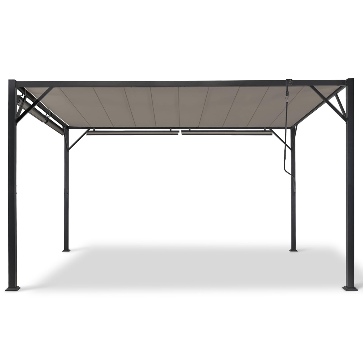 IDMarket - Pergola édition Luxe Lames orientables 3x4 M et 4 Stores Taupe