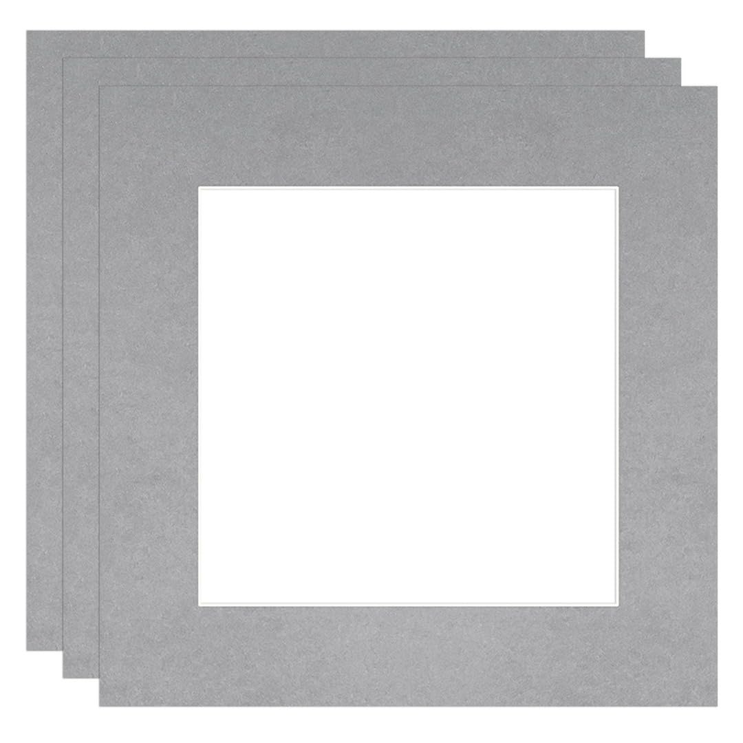 Procut Global 60x60cm Silver Picture Mounts to Fit 40x40cm Aperture - Precision Cut Cardboard Photo Mount - Ideal for Frames, Prints, Artwork & Certificates - Sizes & Colours Available - 3 Pack โ image 1