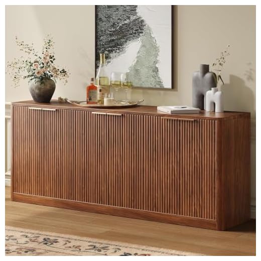 Fluted Walnut Buffet Cabinet for Modern Spaces