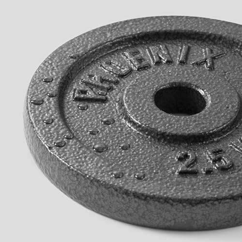 Phoenix Fitness Cast Iron Weight Plates - 1-Inch Free Weight Plate for Barbell Dumbbell Bars, Weightlifting & Strength Training at Home Gym - Singles, Pairs or Set of 4: 1.25kg, 2.5kg, 5kg, 10kg, 20kg - Image 3
