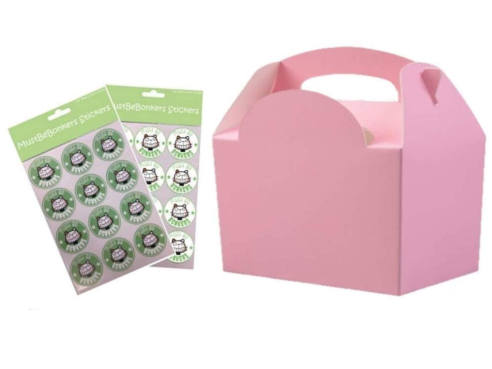 Plain Coloured Meal Box for Children/Kids - Perfect for Picnics, BBQs, and Birthday Parties - Fully Compostable, Biodegradable and Eco-Friendly - With Seal Stickers (Light Pink, 50 Packs)
