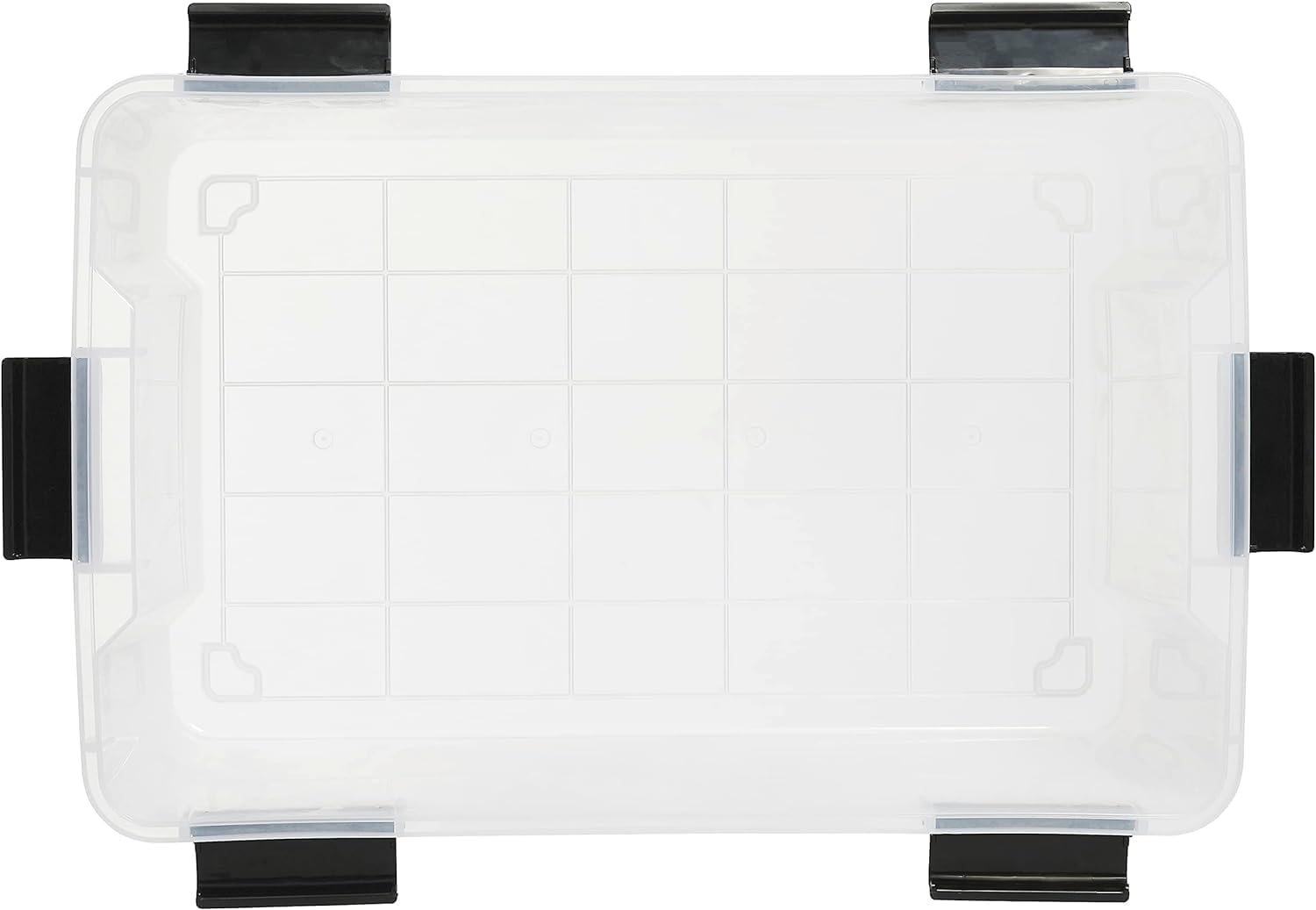 Iris Ohyama, Boite Rangement Hermétique, 50L, Lot de 4, Transparent, Couvercle avec Joint Etanche, 6 Clips de Fermeture, Empilable, pour Exterieur, Garage, Vetement, Anti Poussiere, Sans BPA, AT-L