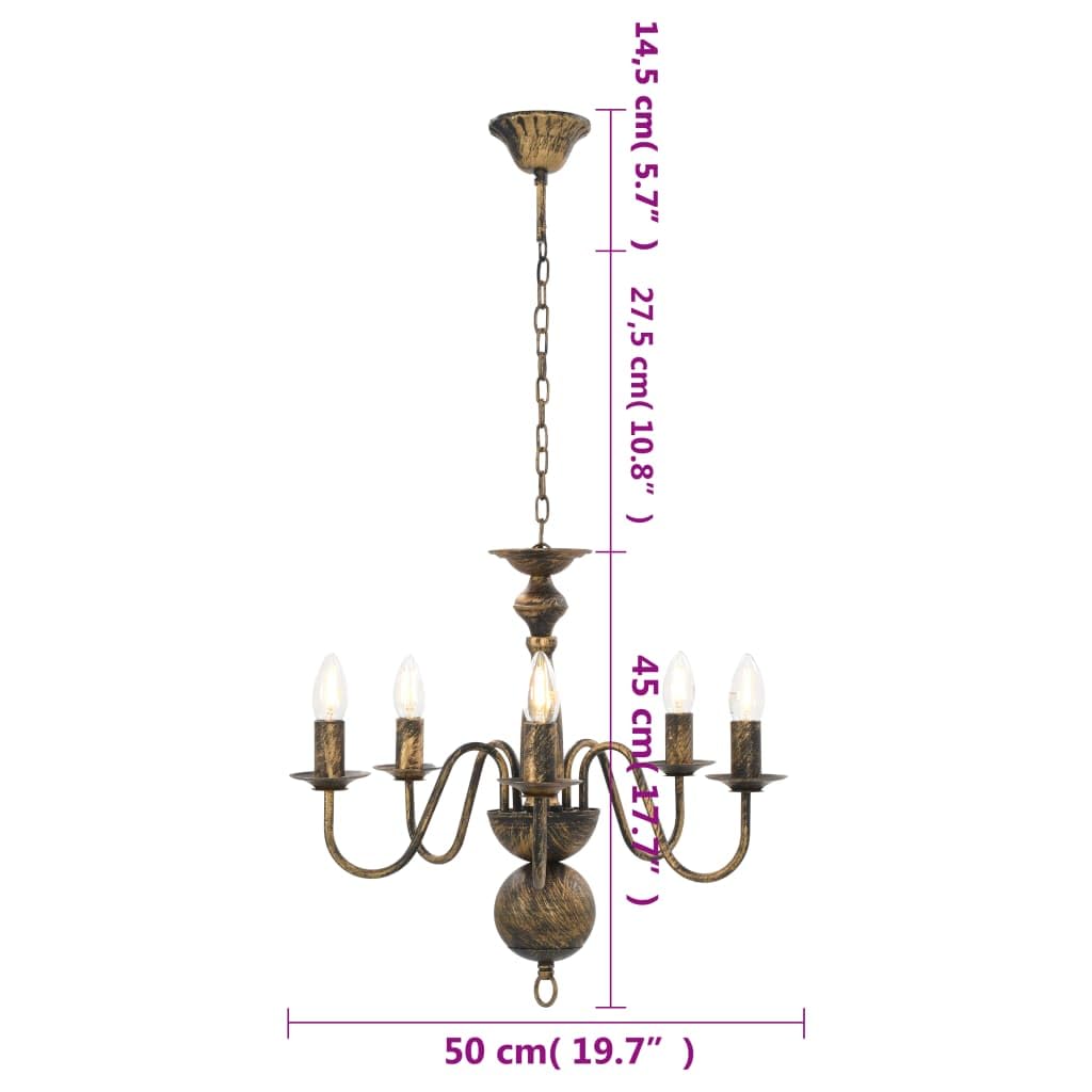 vidaXL Kronleuchter Antik Deckenlampe Pendelleuchte Lüster Deckenleuchte Hängeleuchte Hängelampe Leuchte Lampe Schwarz 5xE14-Glühbirnen