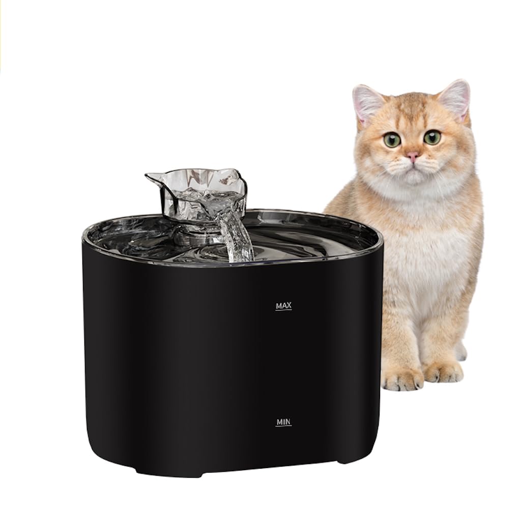 XVersion Cat Water Fountain 2.2L Automatic Pet Water Fountain with Water Filter Automatic Dispenser for Cats Dogs Healthy and Hygienic with Smart Pump (Black)