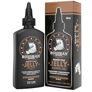 Bossman Jelly Beard Oil for Men (4 oz, Stagecoach Scent) – Softens, Moisturizes & Conditions with Natural Ingredients
