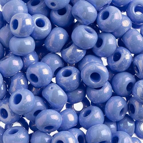 Preciosa Czech Seed Beads 32/0 (8mm) Opaque Light Blue Rainbow - 250g Bulk Bag Beads for Jewelry Making and Crafts