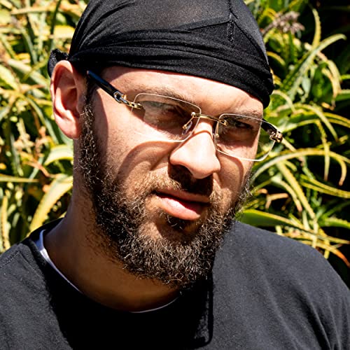 Vintage Small Clear Lens Rimless Retro Yellow Gold Plated Frame Hip Hop Rectangle Men Frameless 90’s Shades Black Arm Fashion Frameless Square Clear Tinted Glasses3