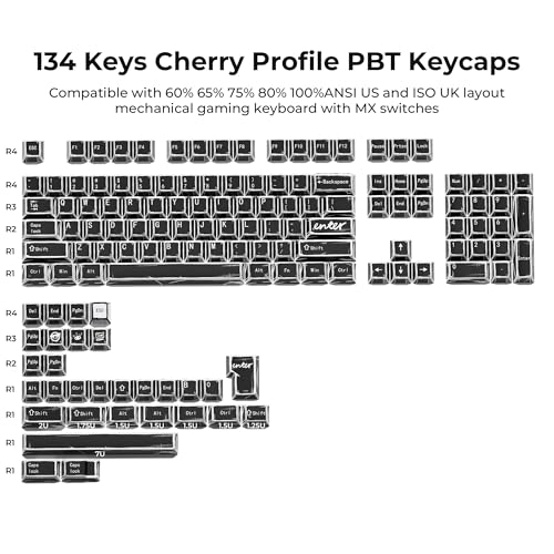 Image of XVX Black Translucent Keycaps,PBT Keycap Set Cherry Profile,Dye Sublimation Graffiti Keyboard Keycaps Suitable for 60% 65% 75% 80% 100% MX Switches Mechanical Keyboard