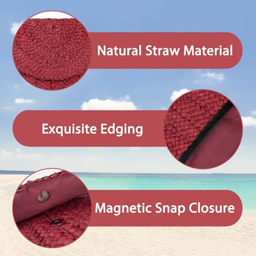Image of Straw Clutch Bag for Women Envelope Woven Clutch Handbag Summer Beach Purse