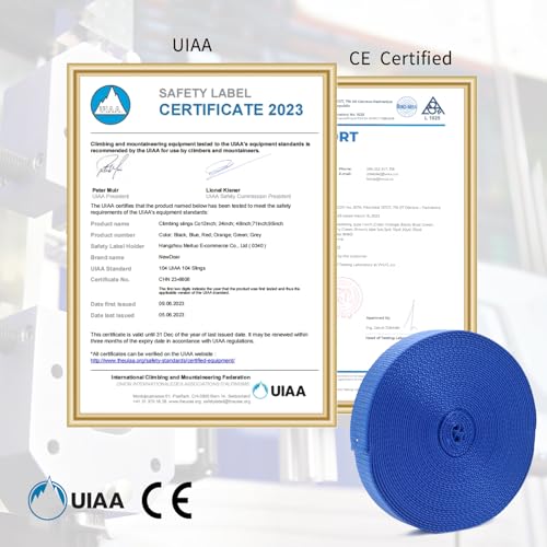 Image of NewDoar CE UIAA Certified 1 Inch Nylon Webbing Strap /Tubular Climbing Webbing - Heavy Duty Strap for Rescue, Climbing, Harnesses, Rock Work, & Firefighting