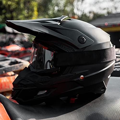 Ilm Dirt Bike Helmet Adult Motocross Dot Ece Approved Atv Off-Road Street Full Face Motorcycle Helmet Dual Sport Model Ap-868(Matte Black,Large) #TOP7