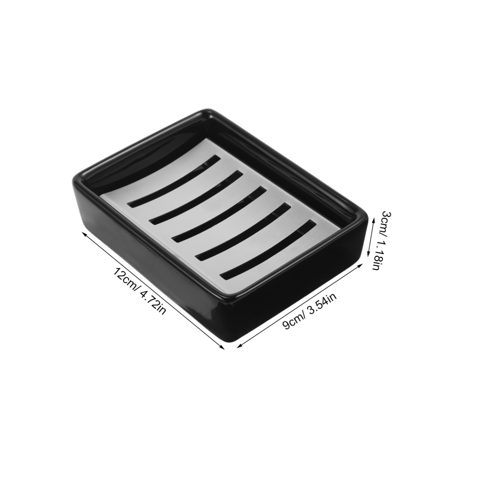 Jabonera de Baño Rectangular de Doble Capa Drenaje, de Cerámica y Acero Inoxidable para Jabón, Diseño Elegante y Autocontenida
